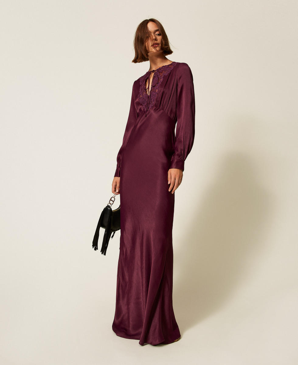 Robe longue en satin avec broderie Violet &laquo;&nbsp;Purple Eden&nbsp;&raquo; Femme 252TT2244_12635_01