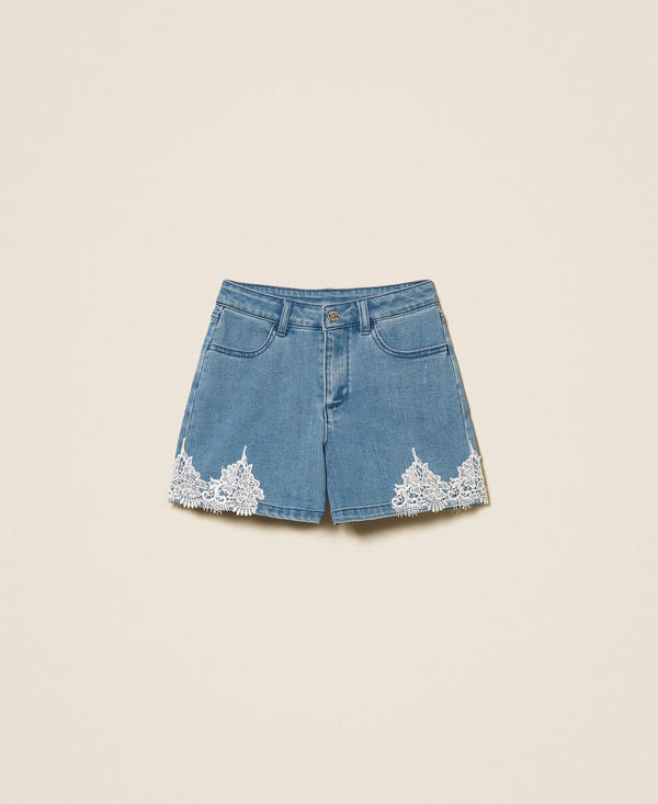 Shorts in jeans con pizzo