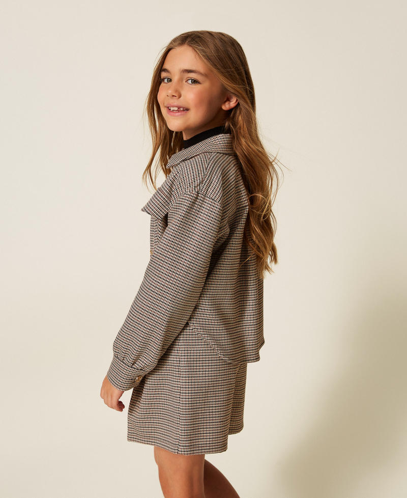 Houndstooth oversized shirt Camel Houndstooth Girl 252GJ2102_12717_02