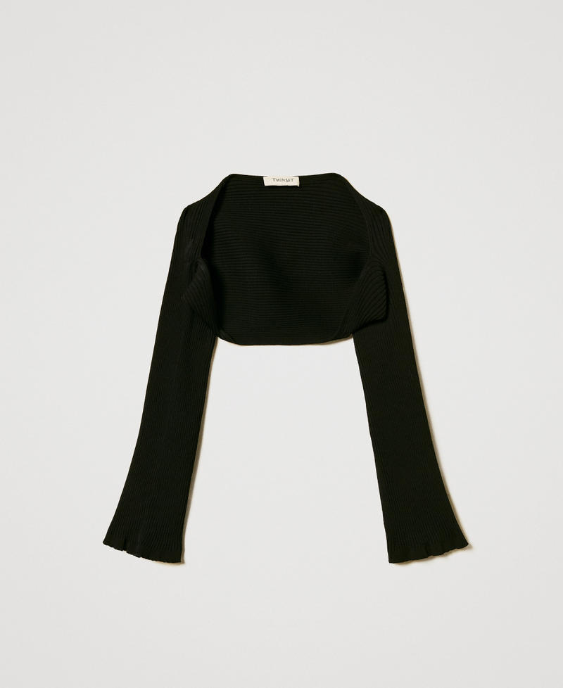 Rib knit shrug Black Girl 251GJ3414_00006_S0