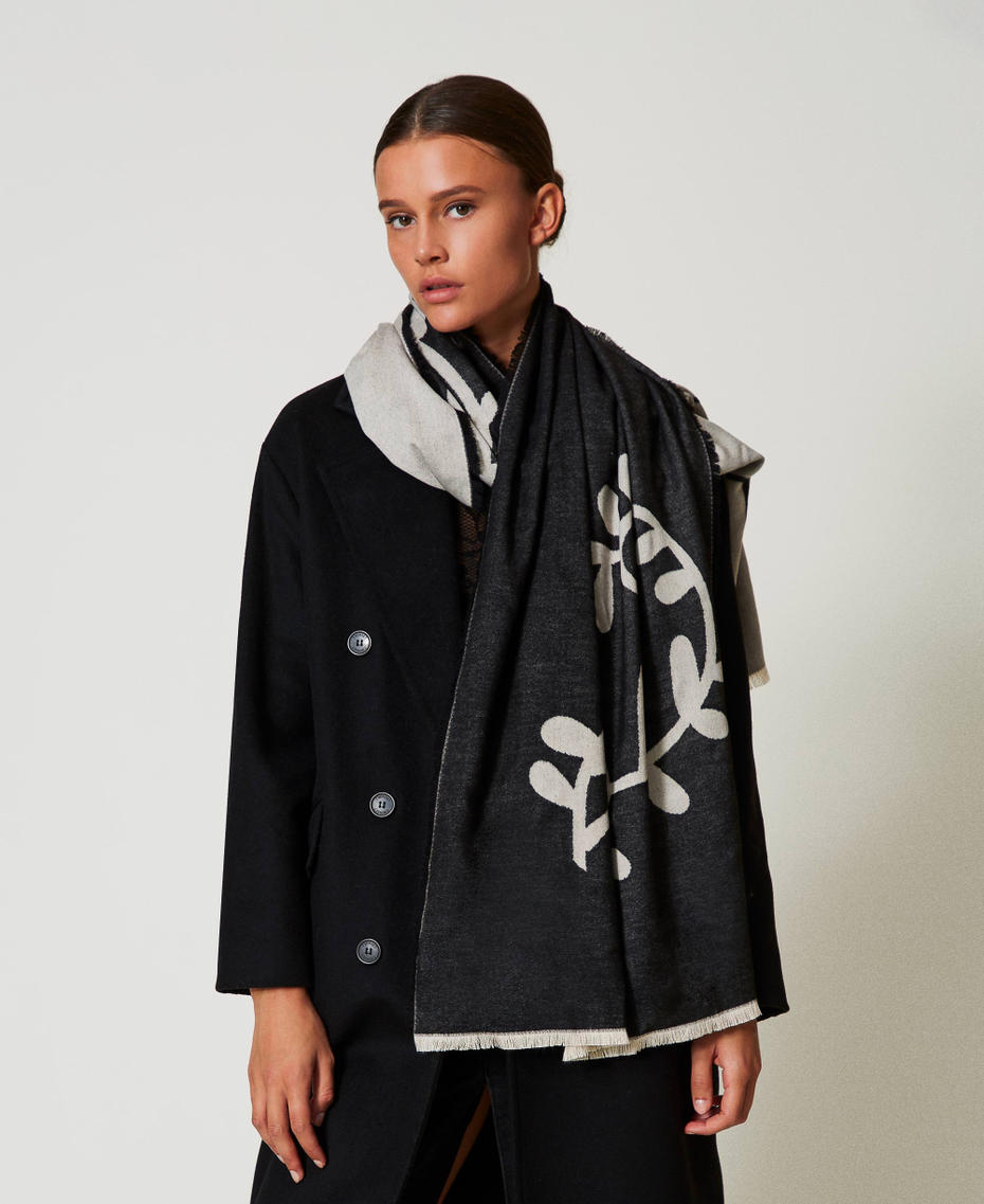 Sciarpa jacquard con logo Nero Donna 242TO5100_00006_S0