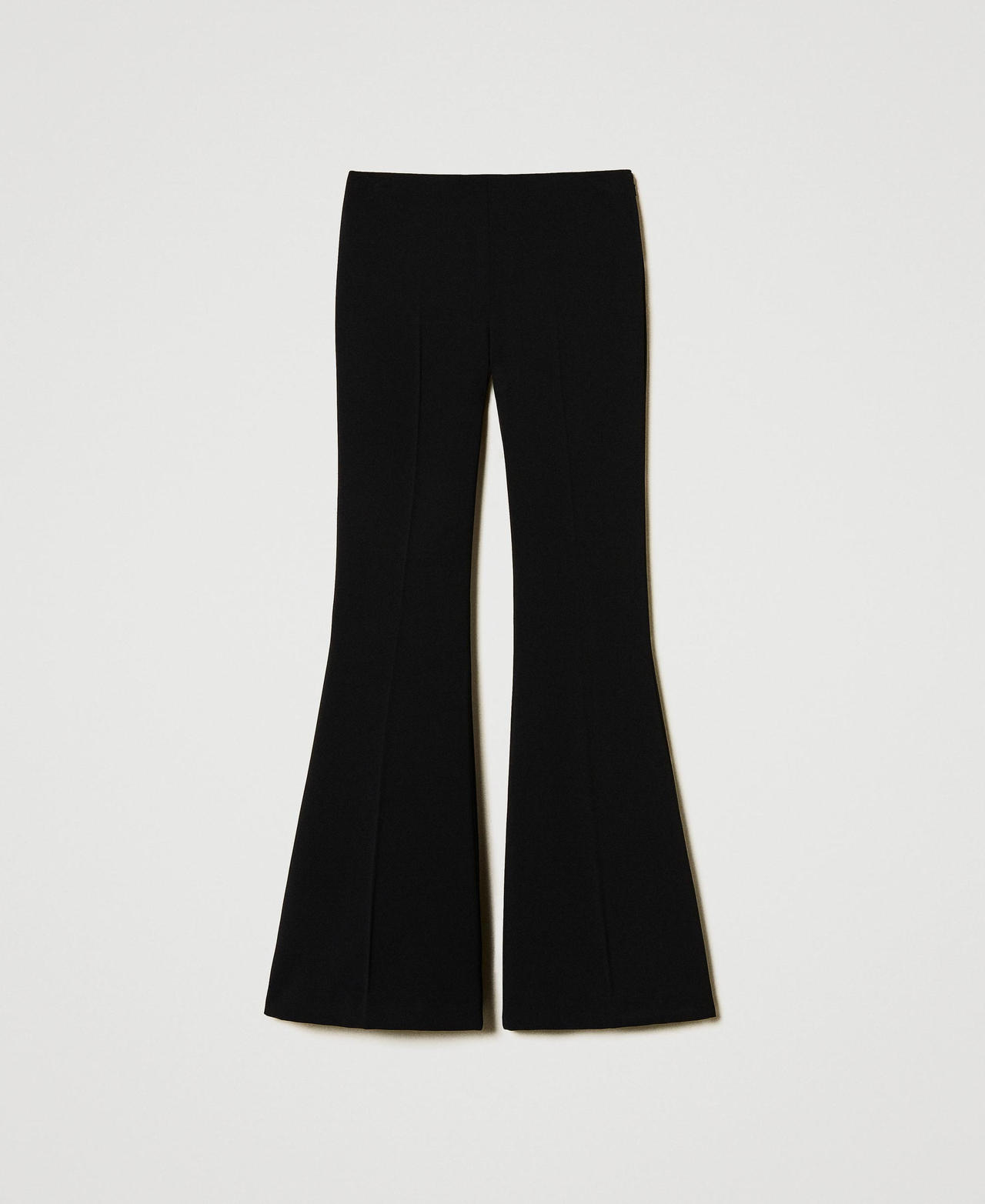 Flare-Hose aus fließendem Krepp Schwarz Frau 251TP2105_00006_0S
