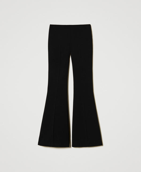 Pantaloni flare in cr&ecirc;pe fluido