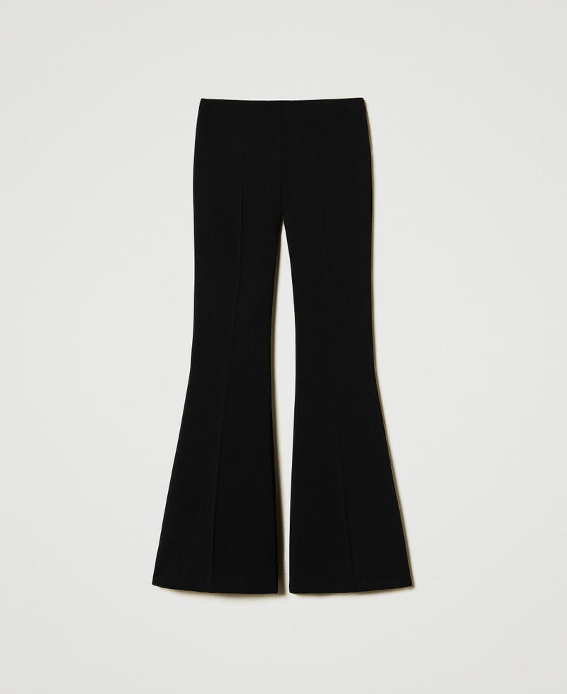Flare-Hose aus fließendem Krepp Schwarz Frau 251TP2105_00006_0S
