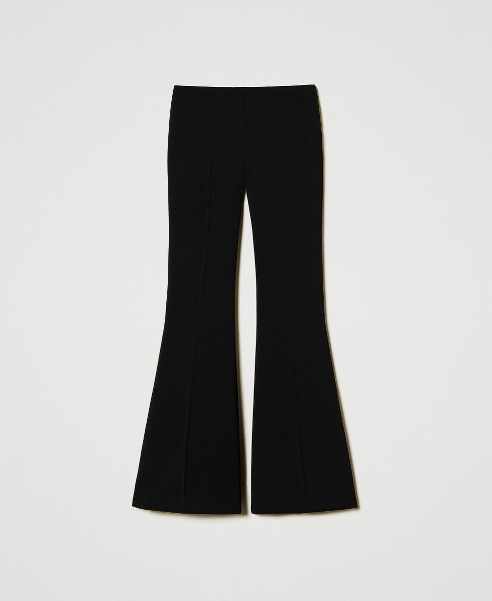 Fluid crêpe flared trousers Black Woman 251TP2105_00006_S0