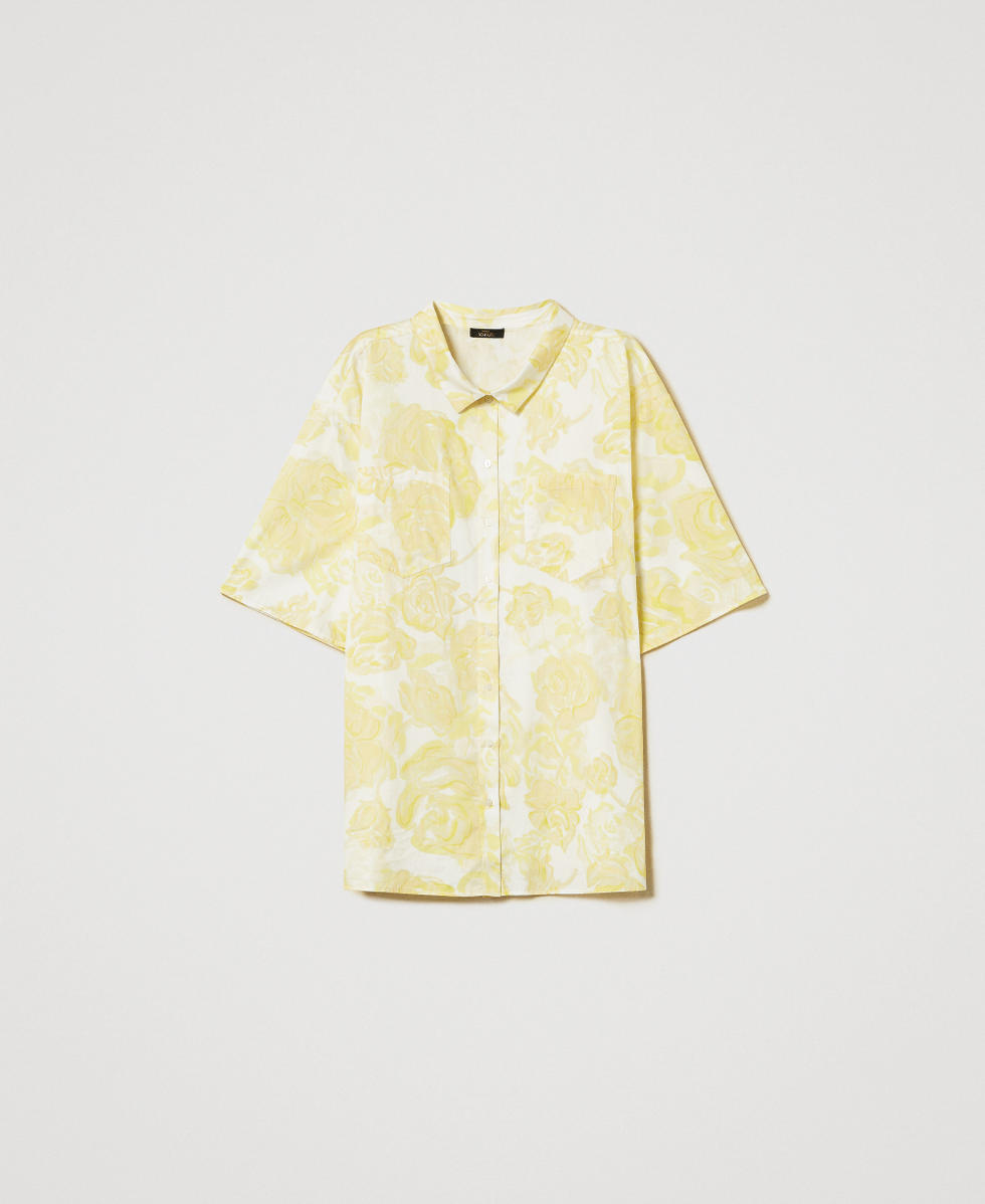 Hemd aus Musselin mit Rosenprint