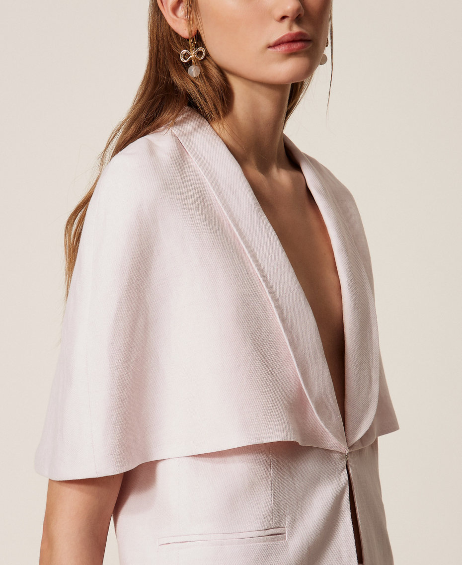 Linen blend cape jacket Pink Sand Woman 261TP2450_00570_04