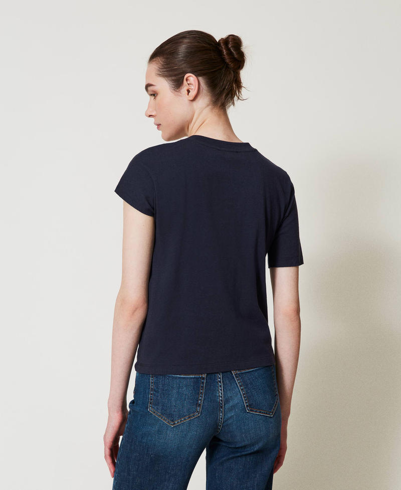T-shirt with Oval T chain Blue Night Woman 251TP2640_00238_03