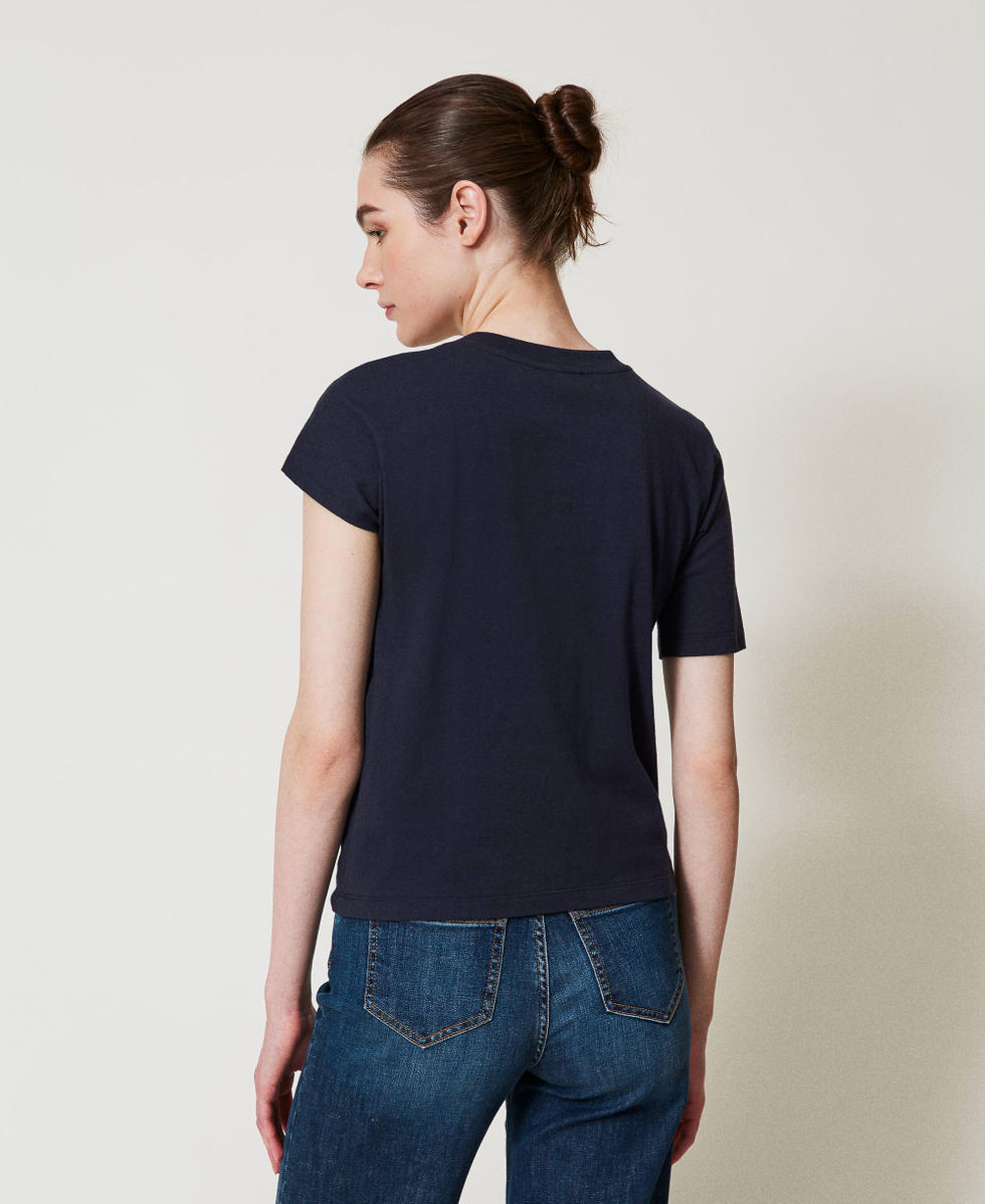 T-shirt avec cha&icirc;ne Oval T Blue Night Femme 251TP2640_00238_03