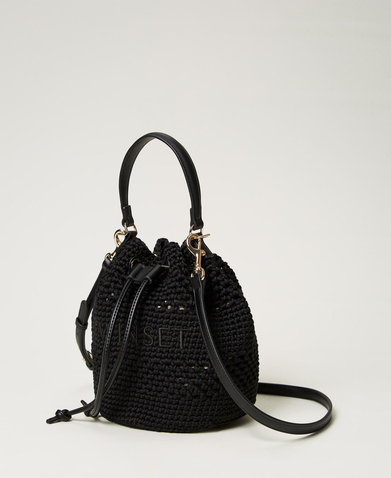 Bucket bag in crochet cotton Black Woman 251TD8111_00006_02