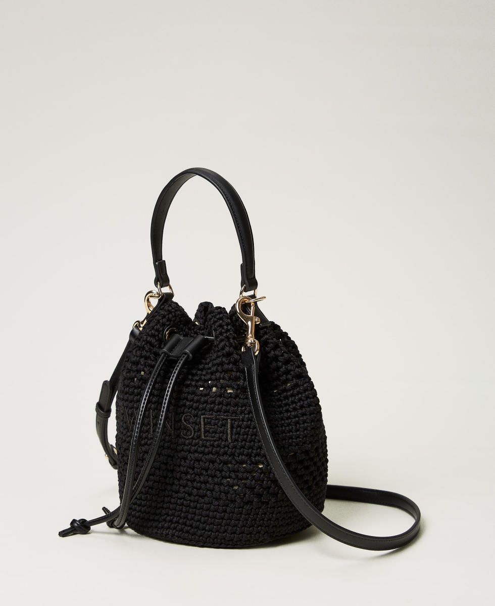 Sac seau en coton crochet Noir Femme 251TD8111_00006_02
