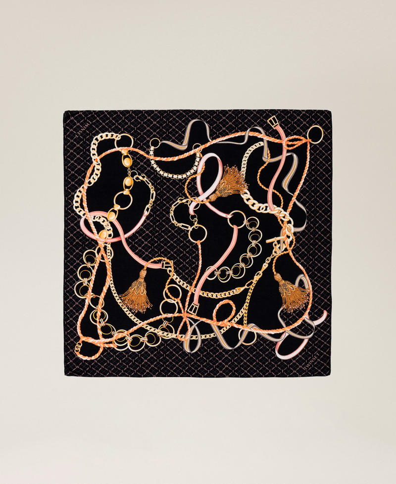 Chain print keffiyeh Black Charms Print Woman 261TA4420_13279_05