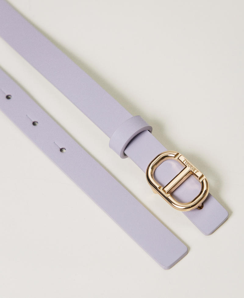 Thin reversible leather belt Two-tone Lilac Bloom/Silver Woman 251TO5051_12408_02