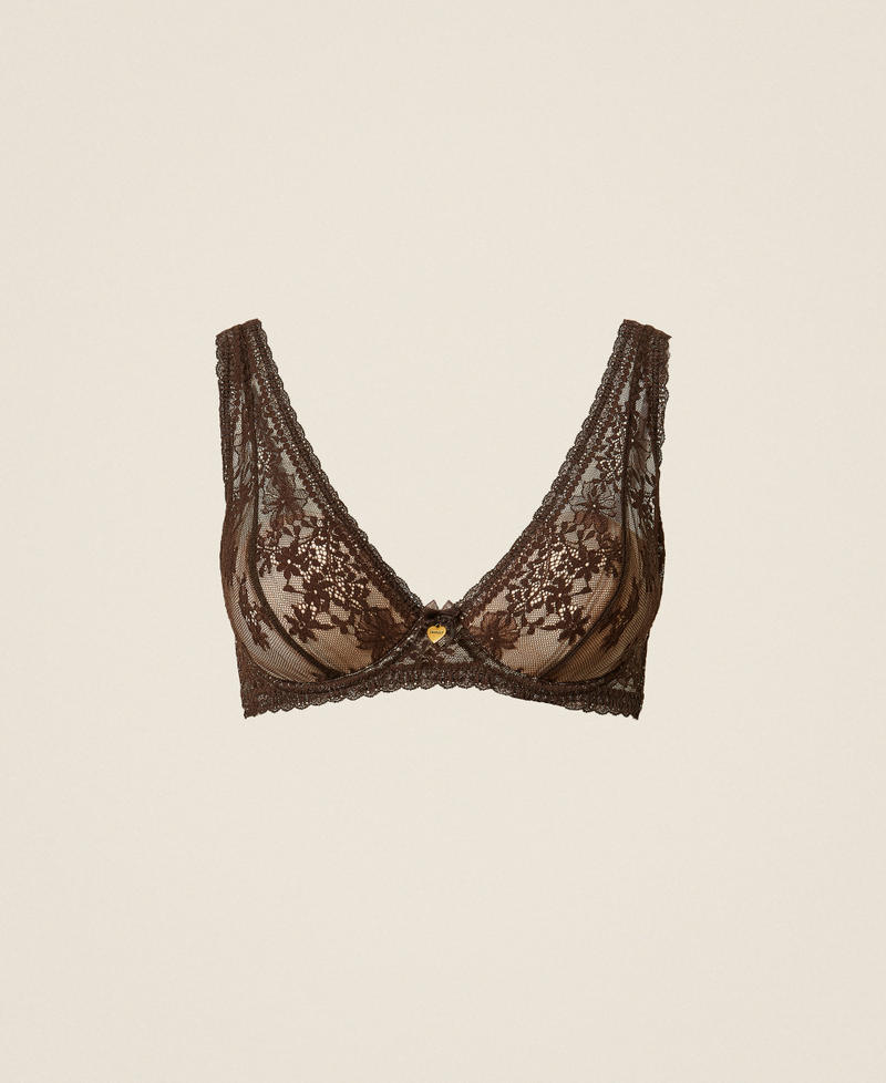 Soutien-gorge brassière en dentelle Chocolat Noir Femme 252LI6B33_11054_S0