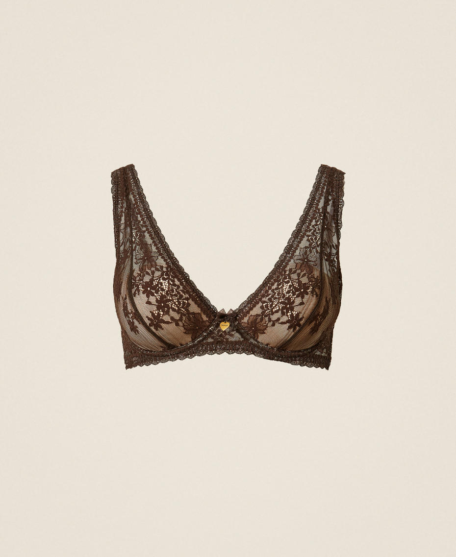 Soutien-gorge brassière en dentelle Chocolat Noir Femme 252LI6B33_11054_S0