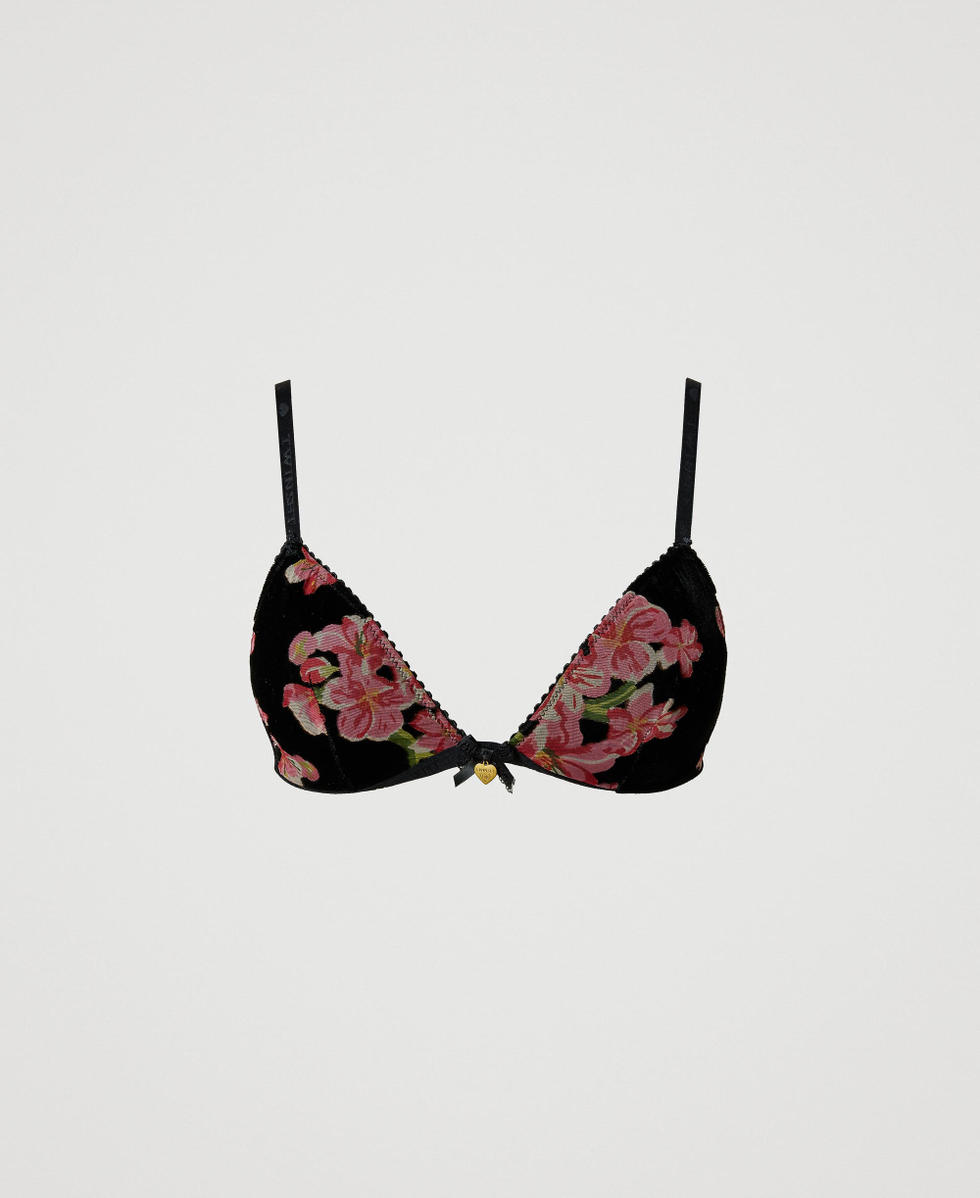 Triangel-BH aus D&eacute;vor&eacute;-Samt Multicolor gebl&uuml;mt Frau 242LL6D22_11998_S0