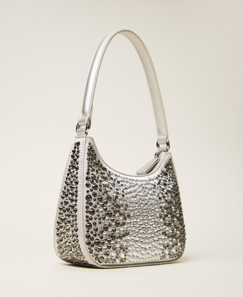Hobo bag with rhinestones Silver Woman 252TB7211_00995_03