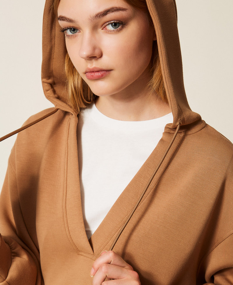 Scuba sweatshirt and top Two tone Camel/Off White Woman 252LI2QDD_12670_04