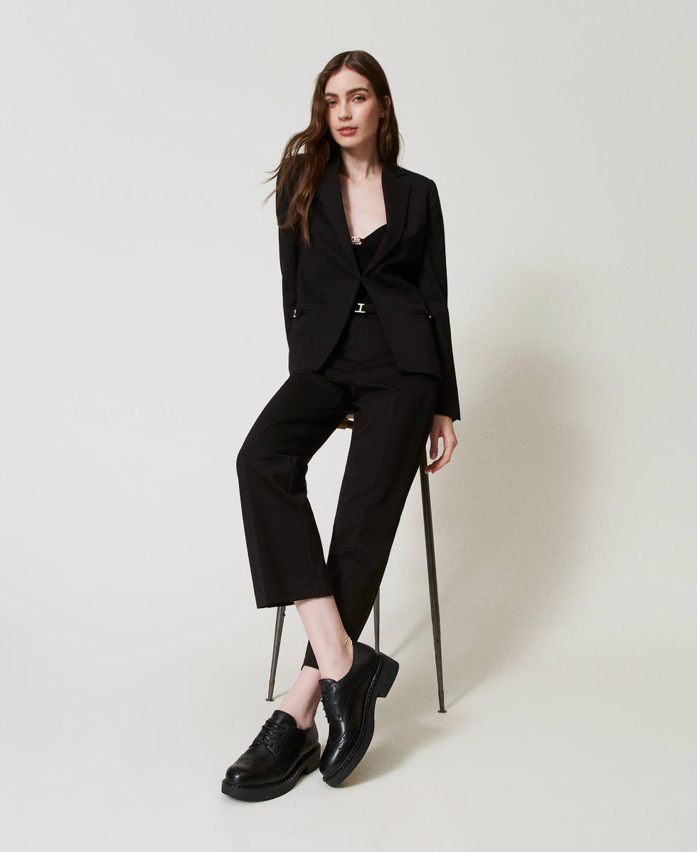 Scarpe stringate in pelle Nero Donna 242TGT094_00006_S0