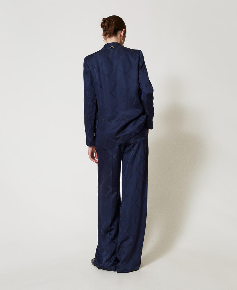 Trousers with jacquard Oval T Indigo Woman 251TP2011_00384_07