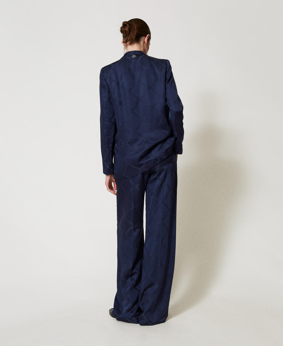 Trousers with jacquard Oval T Indigo Woman 251TP2011_00384_07