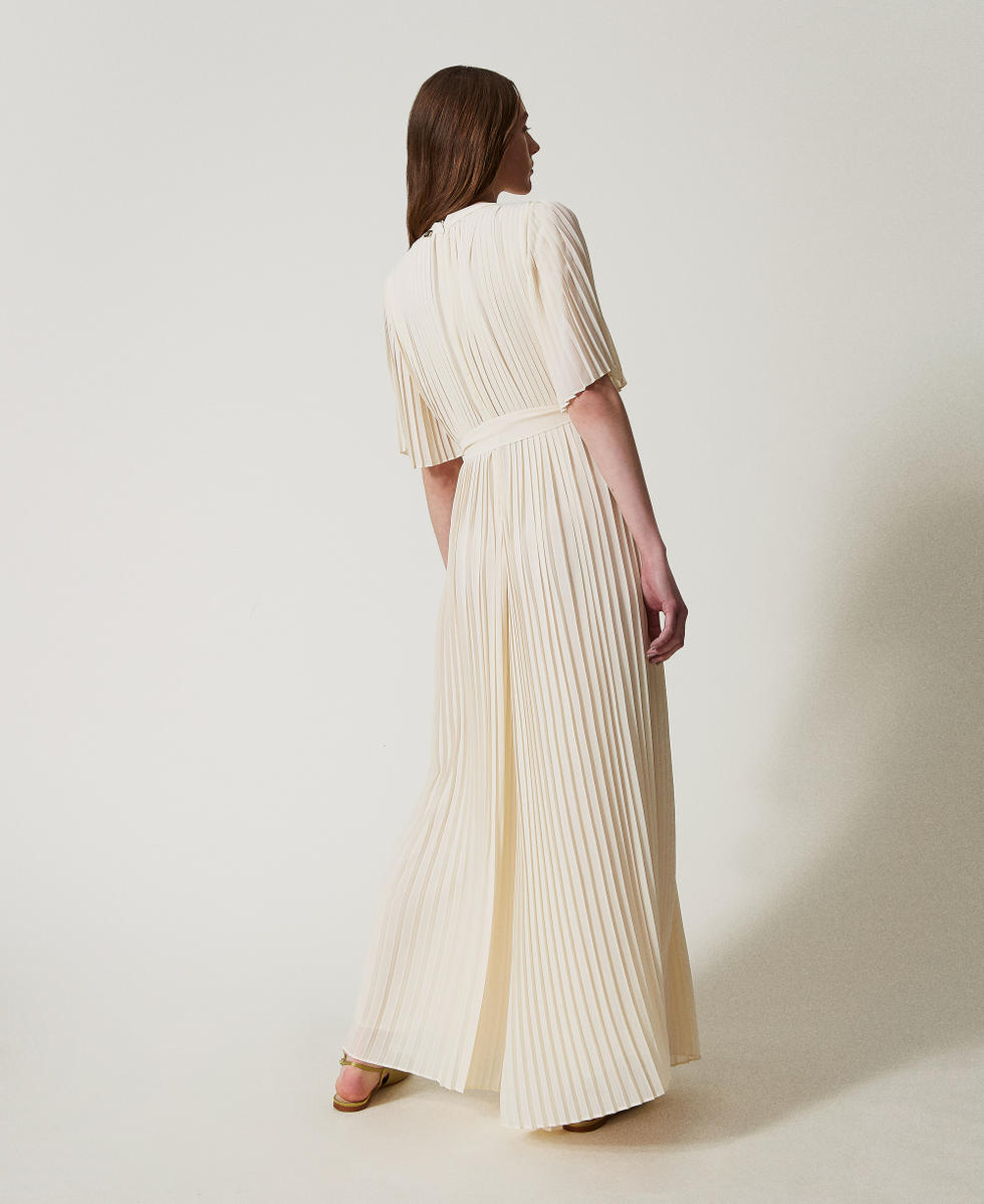 Long cr&ecirc;pe georgette jumpsuit Vanilla Woman 251TP2050_12143_03