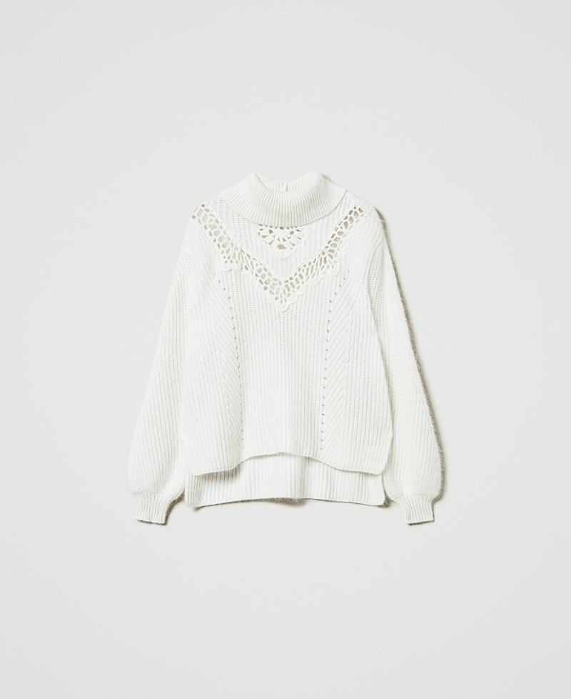 Angora blend jumper with embroidery White Snow Woman 242TT3200_00282_S0
