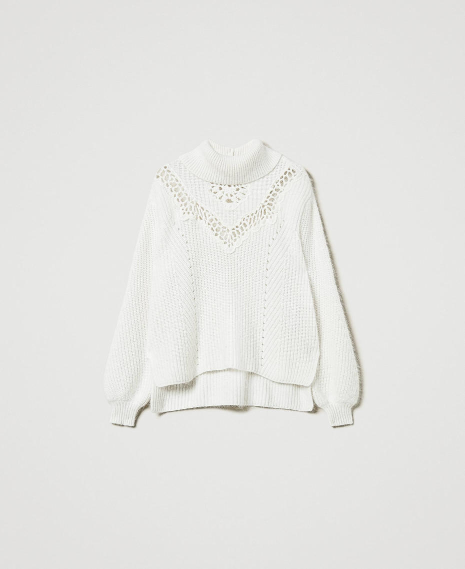 Angora blend jumper with embroidery White Snow Woman 242TT3200_00282_S0