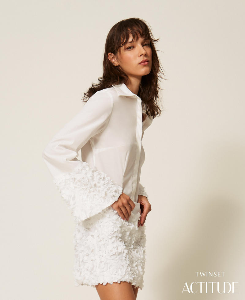 Poplin and tulle shirt with flowers Off White Woman 261AP2232_00526_PA
