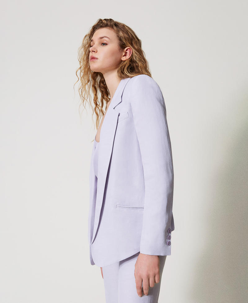 Blazer with rounded bottom hem Lilac Flowers Woman 251TT2300_00703_02