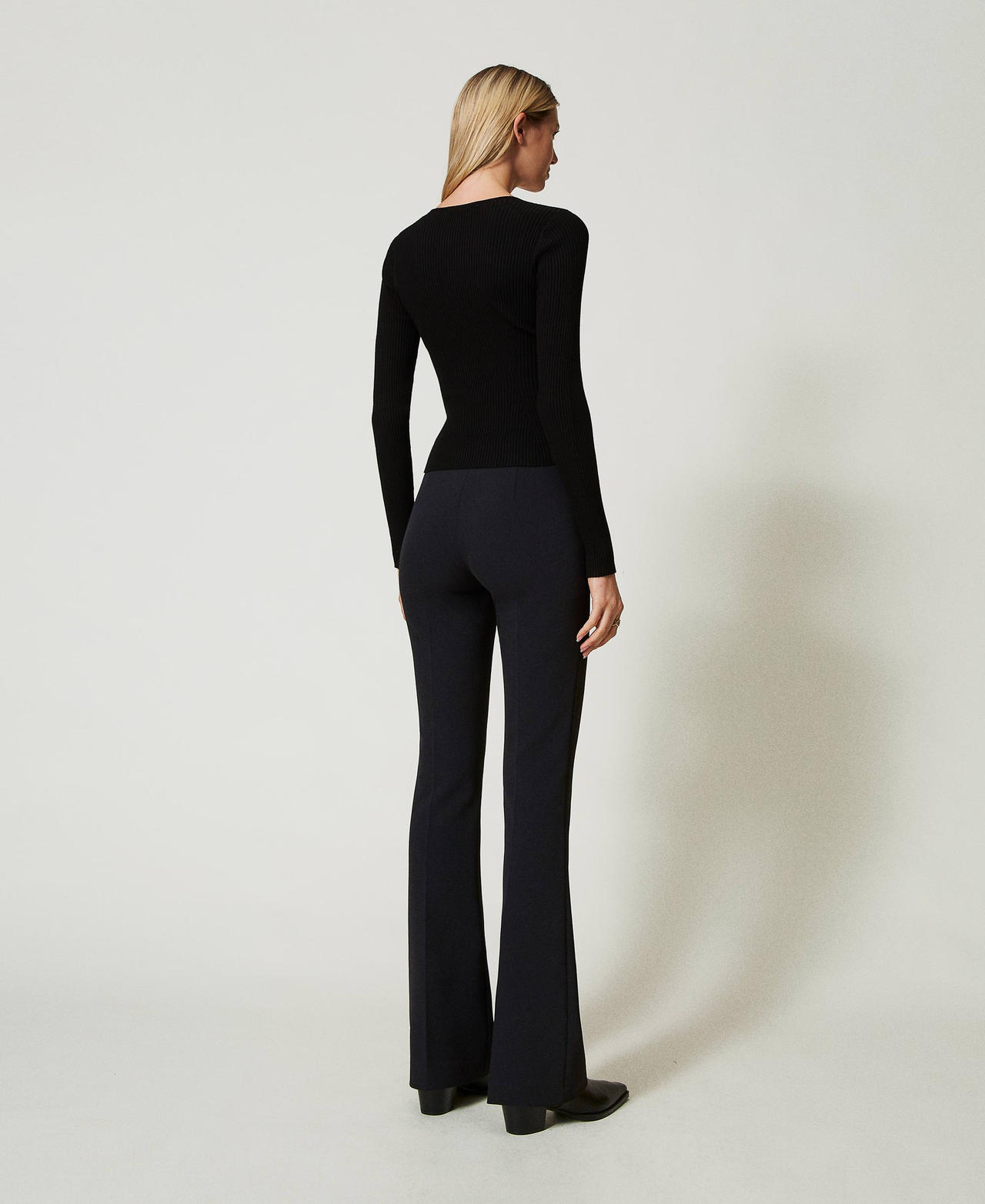 High waist flared trousers Black Woman 242TT2113_00006_03