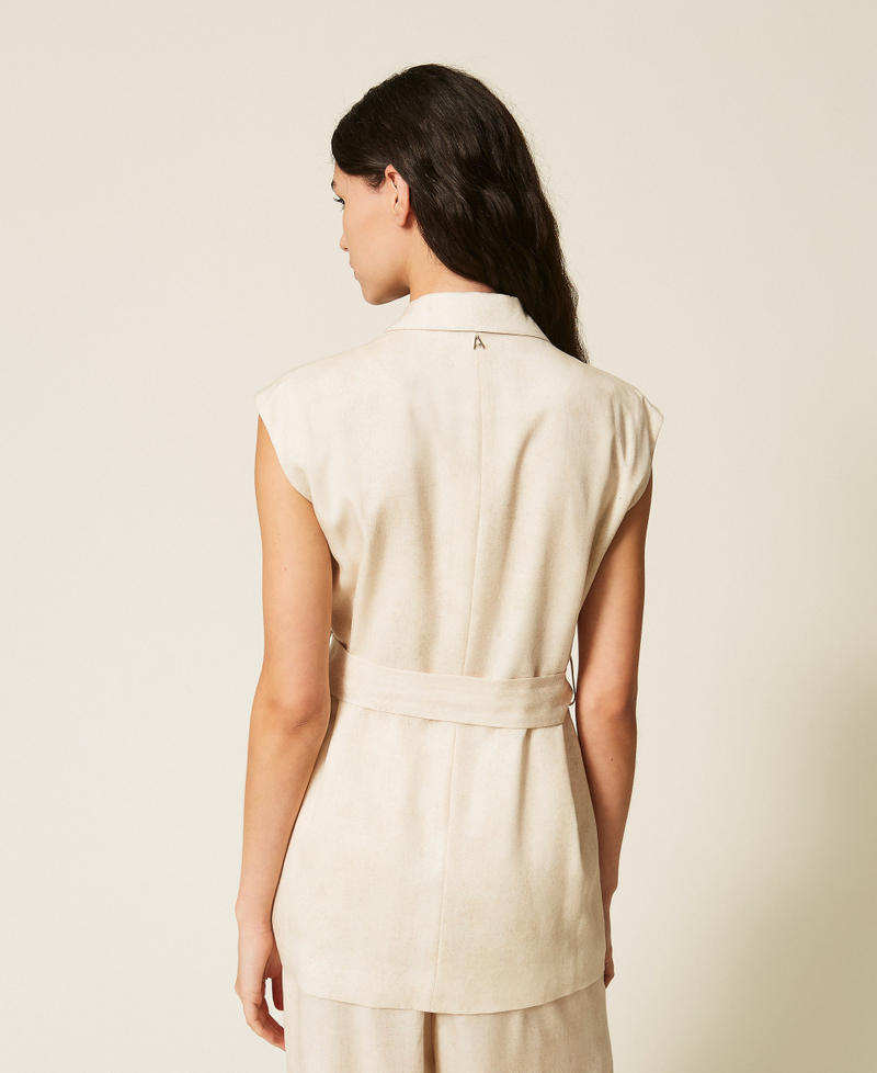 Chaleco con estampado y cintur&oacute;n Burn Wash Printed Beige &laquo;Safari&raquo; Mujer 261AT2130_13461_03