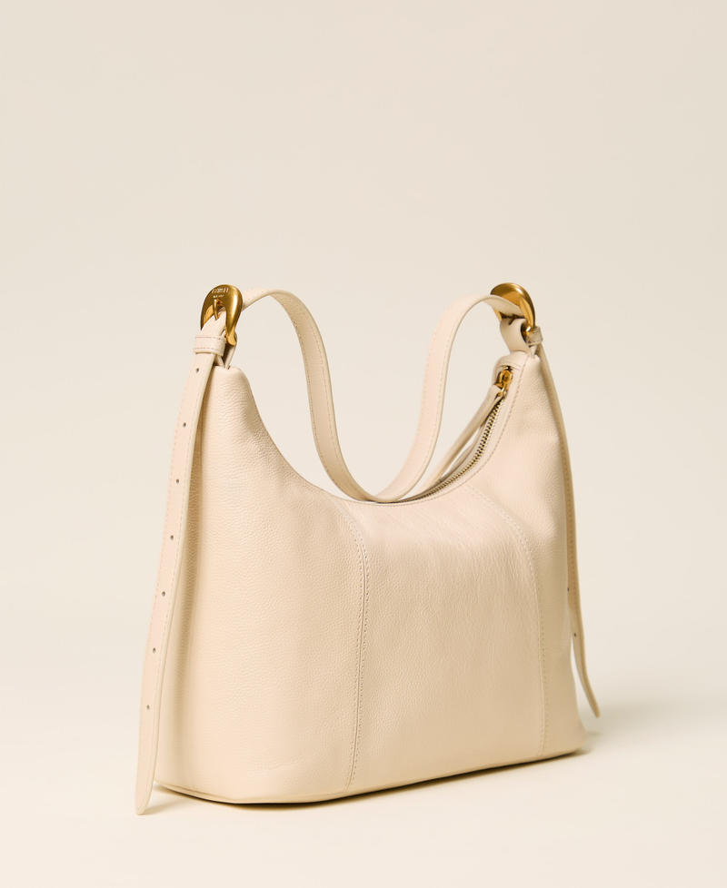 Hobo-Bag aus Leder mit verstellbarem Riemen "Parchment"-Beige Frau 262TB7191_07222_03