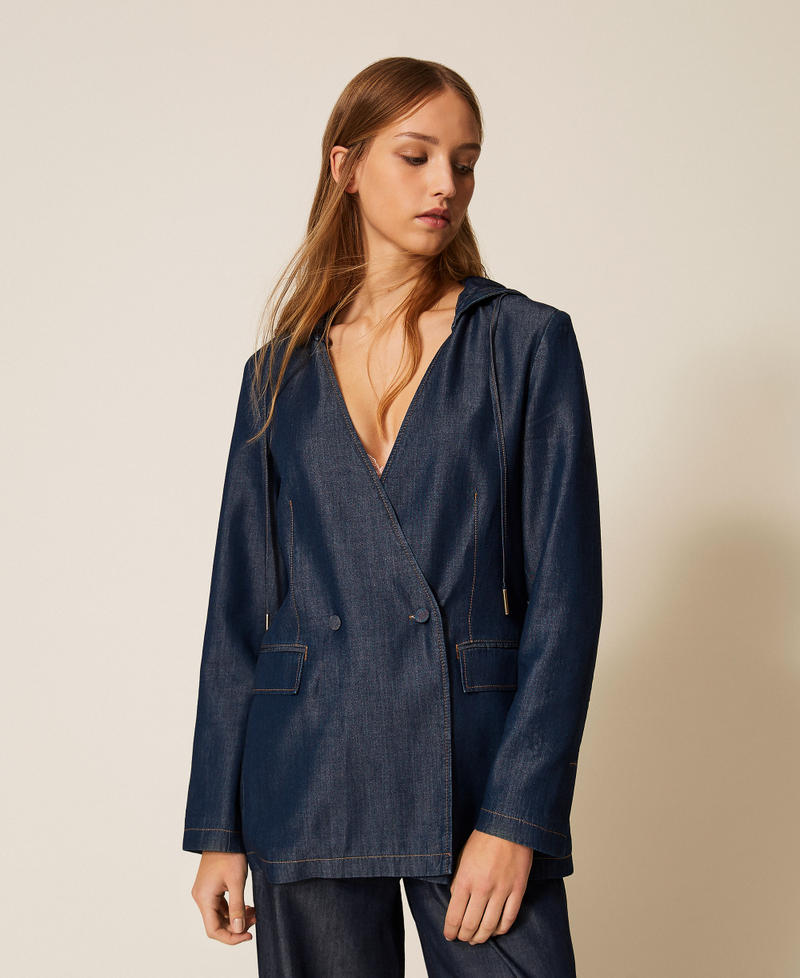 Chambray blazer Dark Denim Woman 261LL2QAA_01225_01
