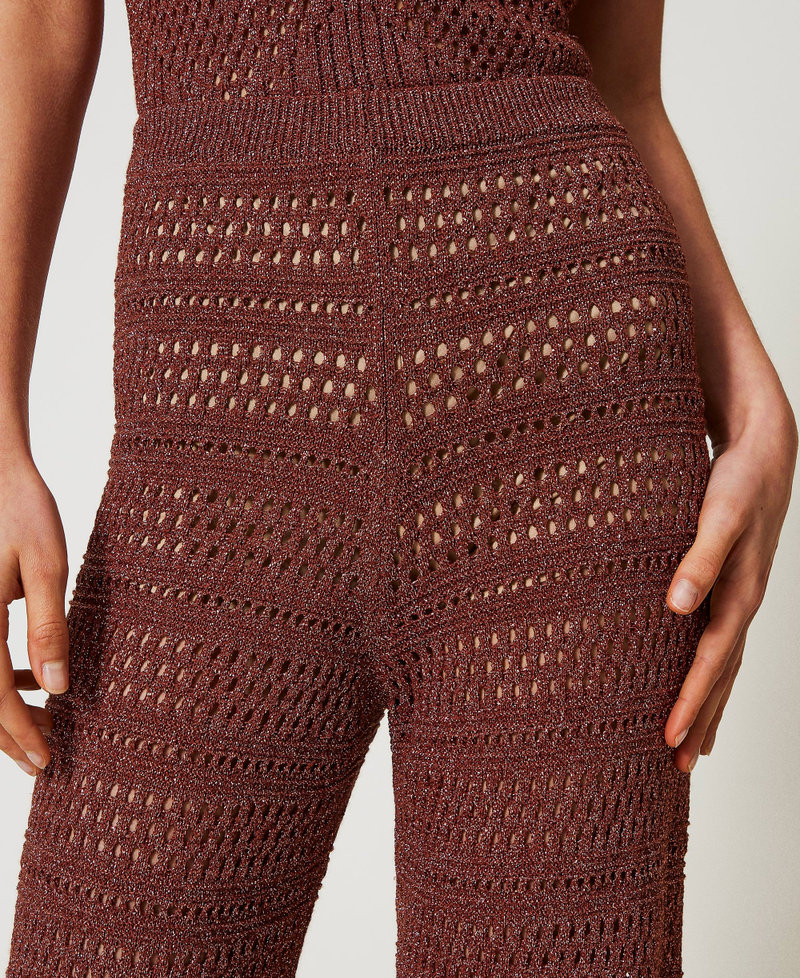 Lurex knit palazzo trousers Amber Brown Lurex Woman 251TT3196_12450_04