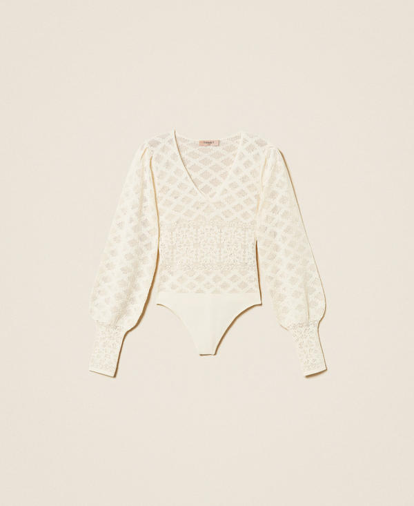 Strickbody mit floralem Muster