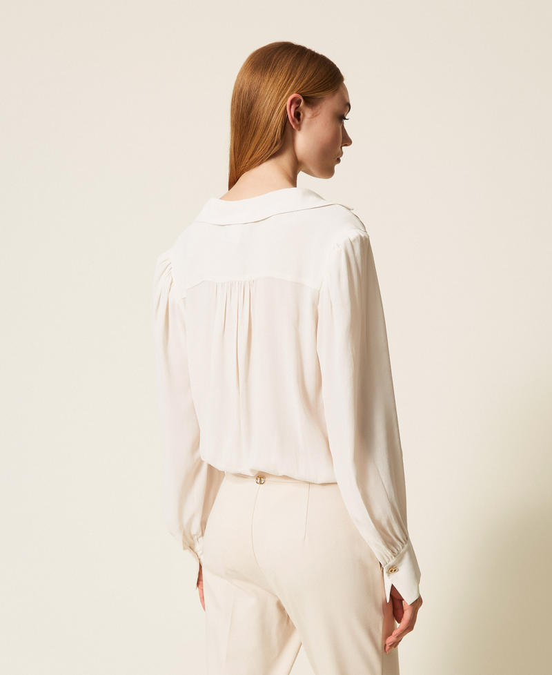 Crêpe de Chine bodysuit with gathering Lily Woman 252TP2293_00381_03