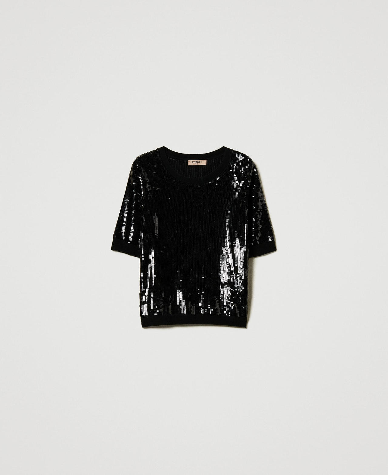 Scee by twin set Maglia con ricamo in full paillettes