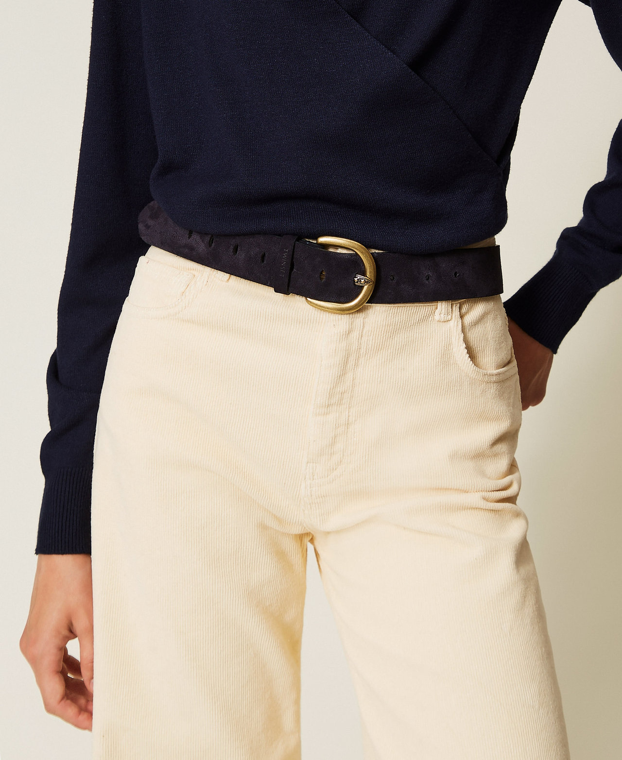 Suede belt with logo Indigo Blue Woman 262TO5630_01410_A0
