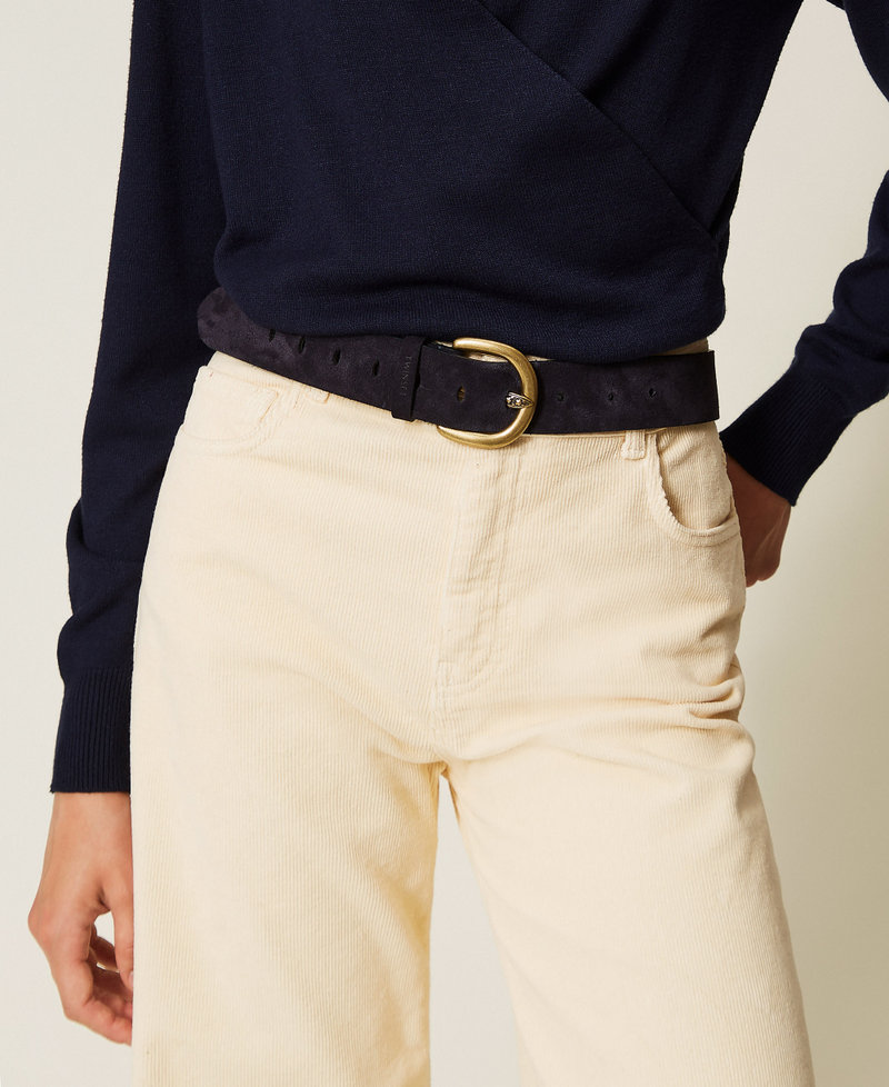 Suede belt with logo Indigo Blue Woman 262TO5630_01410_A0