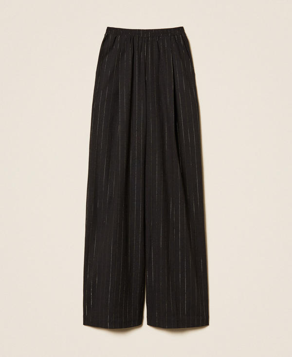 Wide lurex pinstripe trousers