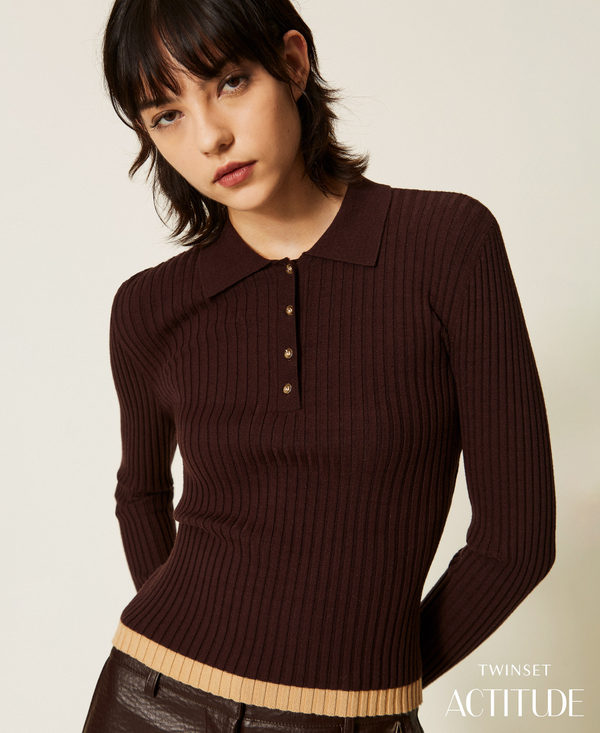 Jersey de estilo polo acanalado