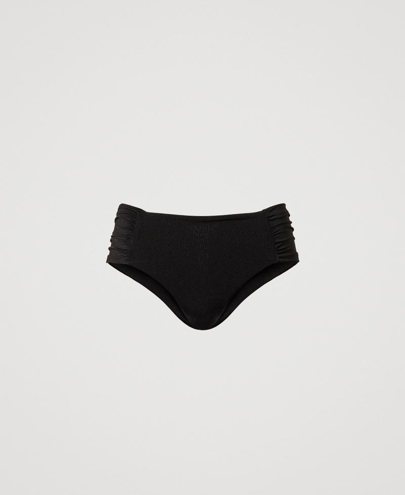 Bikini briefs with ruched sides Black Woman 251LBMC99_00006_S0