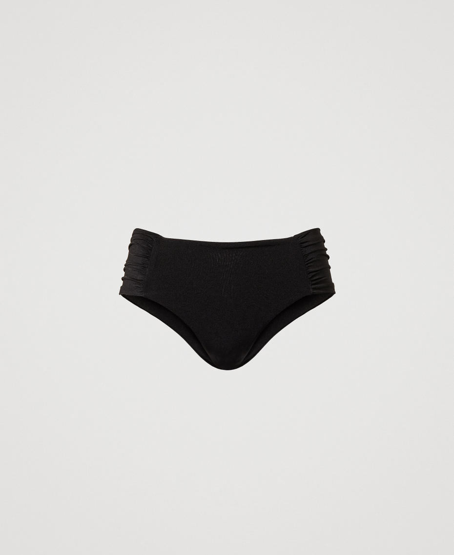 Bikini briefs with ruched sides Black Woman 251LBMC99_00006_S0
