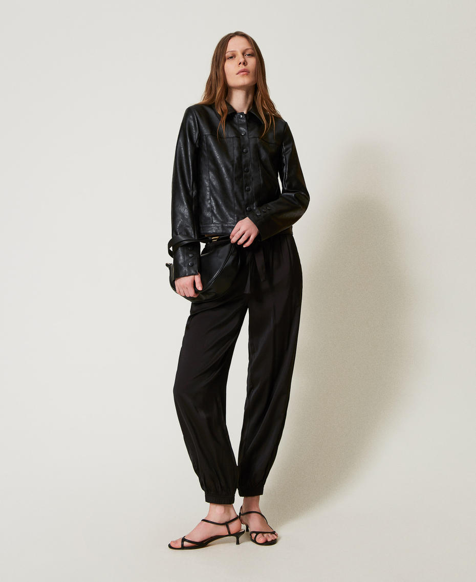 Satin joggers Black Woman 251LL2ZDD_00006_T0