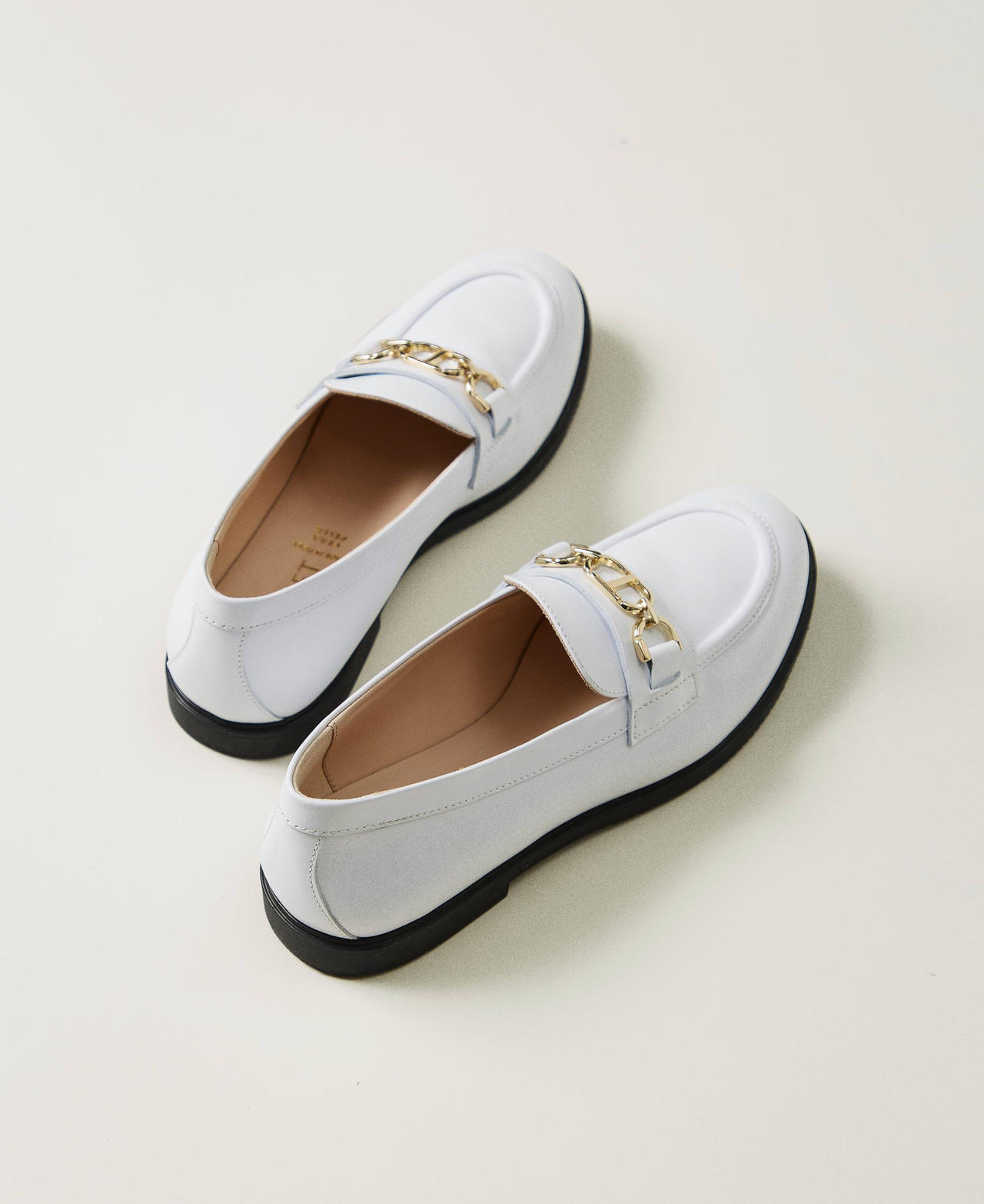 Leather loafers with clasp "Ice" White Girl 251GCJ020_00808_03