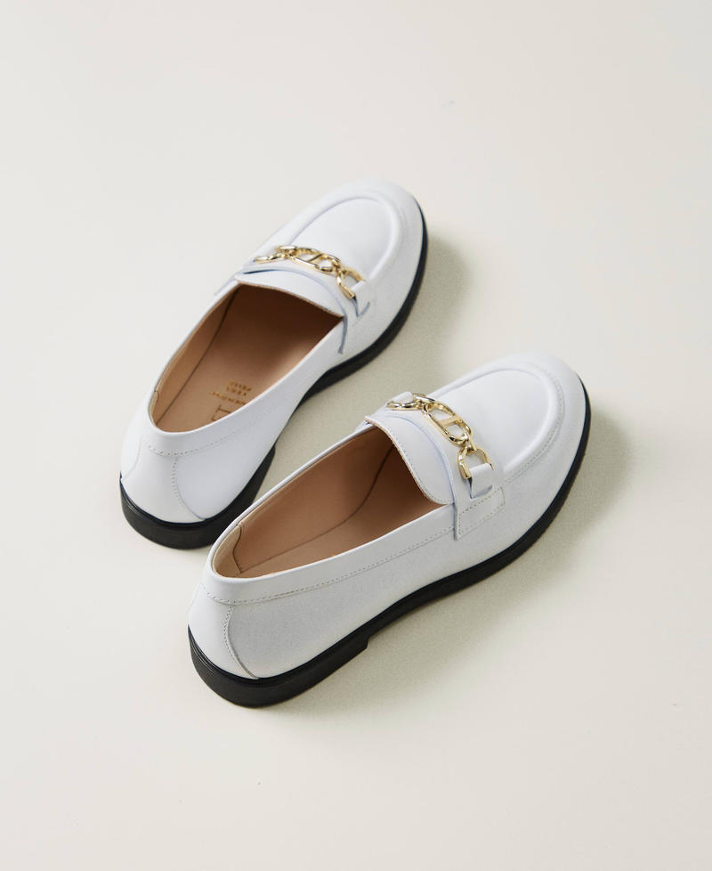 Leather loafers with clasp "Ice" White Girl 251GCJ020_00808_03