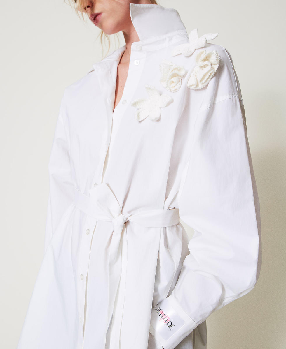 Camisa larga MYFO con flores de ganchillo Blanco "Papers" Mujer 251AQ2011_00840_04