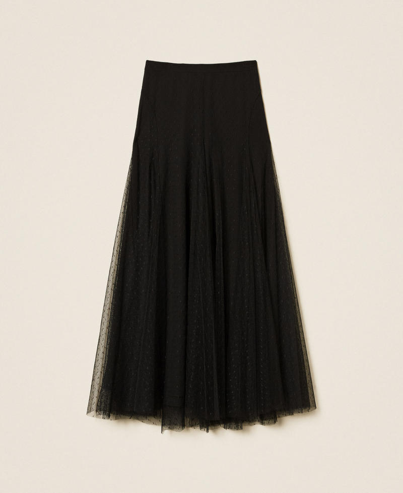 Long plumetis tulle skirt Black Woman 252TP2652_00006_S0