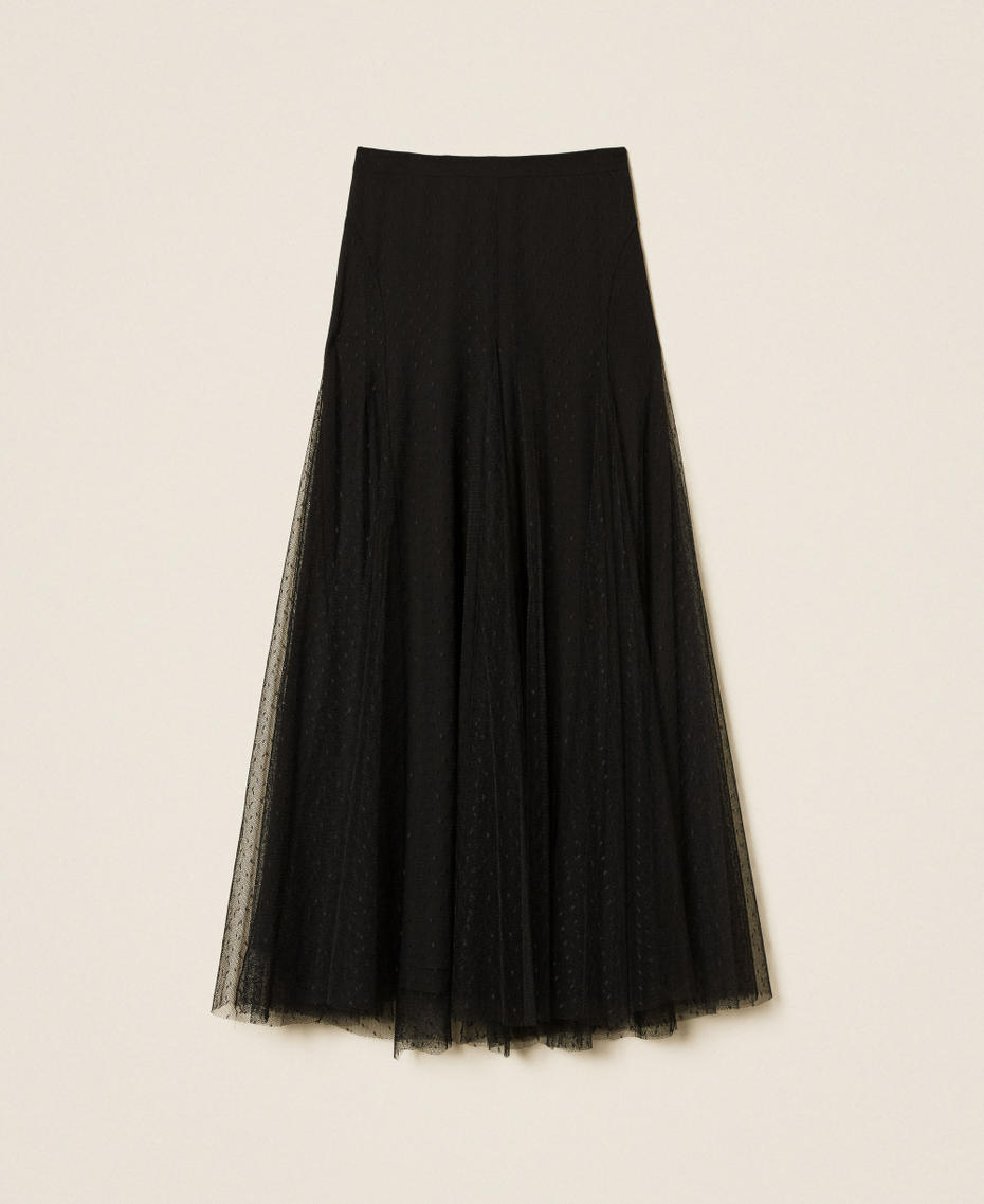 Long plumetis tulle skirt Black Woman 252TP2652_00006_S0